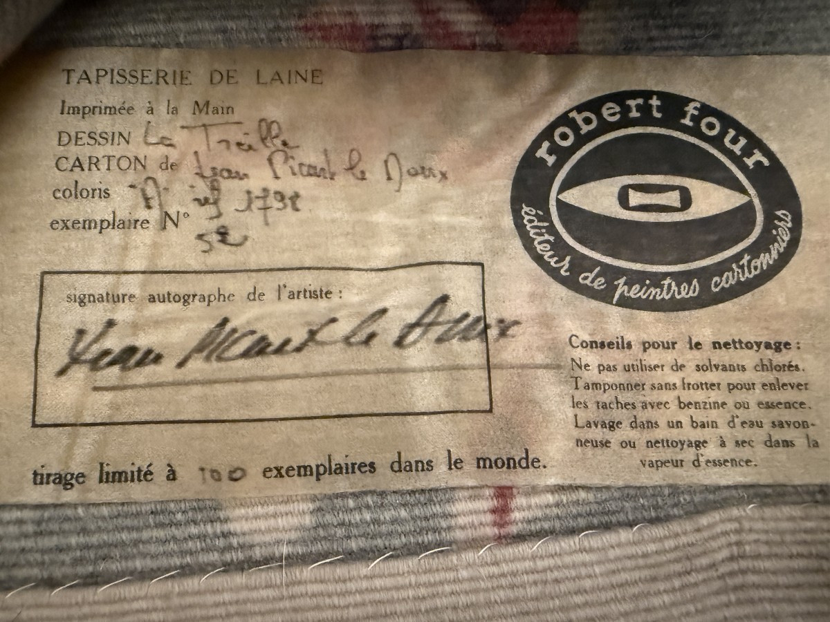 Jean Picart Le Doux tapisserie de laine imprimée à la main La Treille Robert Four éditeur c1950-photo-7