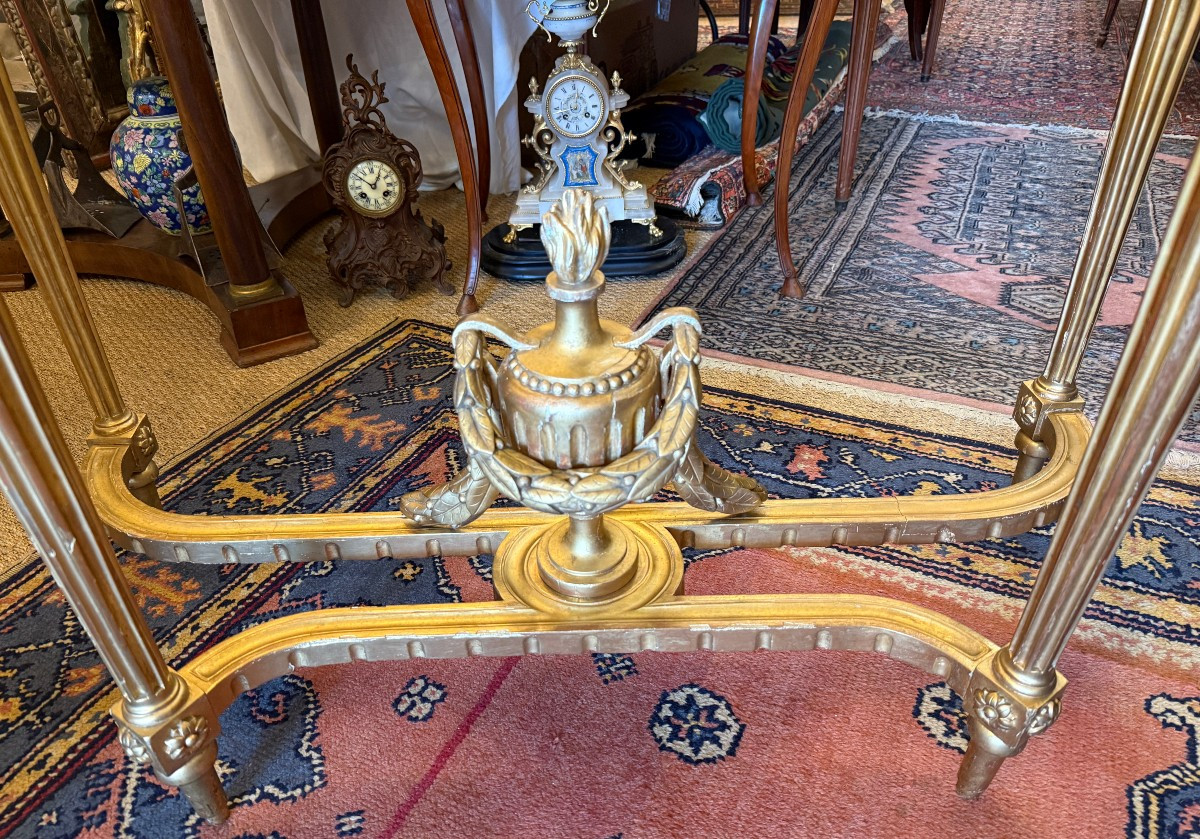 Console Louis XVI demi lune en bois sculpté doré  époque XVIIIème-photo-3