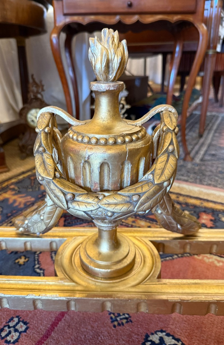 Console Louis XVI demi lune en bois sculpté doré  époque XVIIIème-photo-4