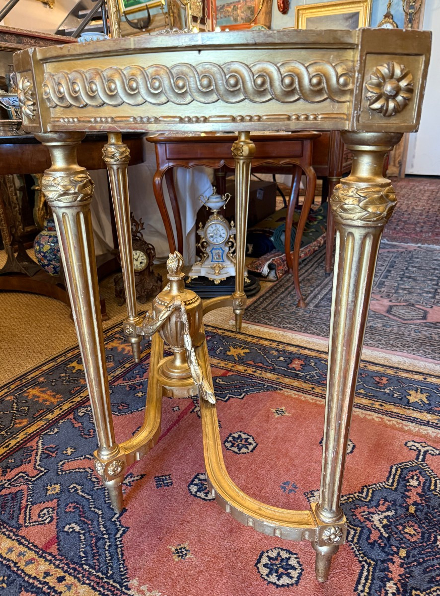 Console Louis XVI demi lune en bois sculpté doré  époque XVIIIème-photo-2