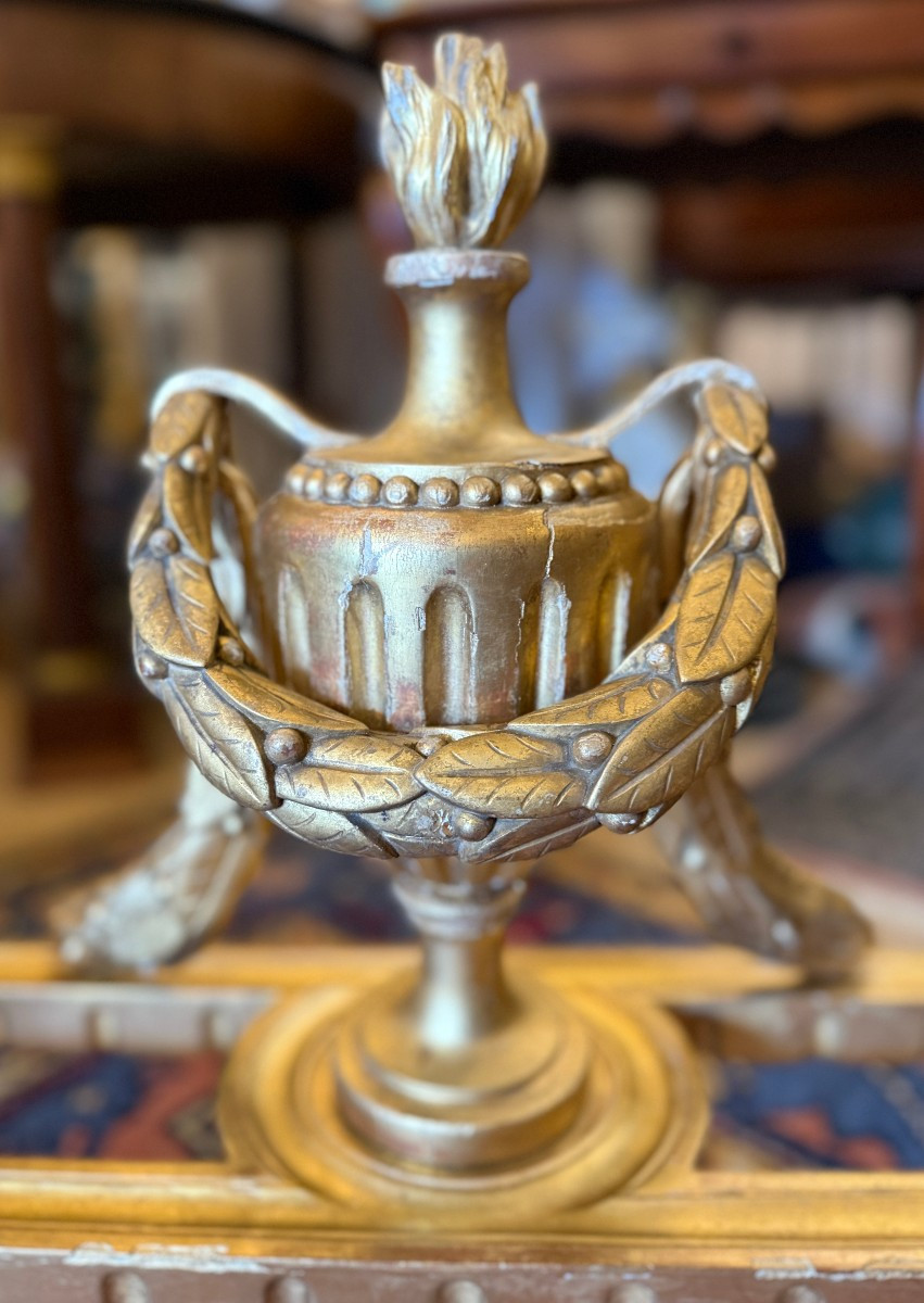 Console Louis XVI demi lune en bois sculpté doré  époque XVIIIème-photo-7