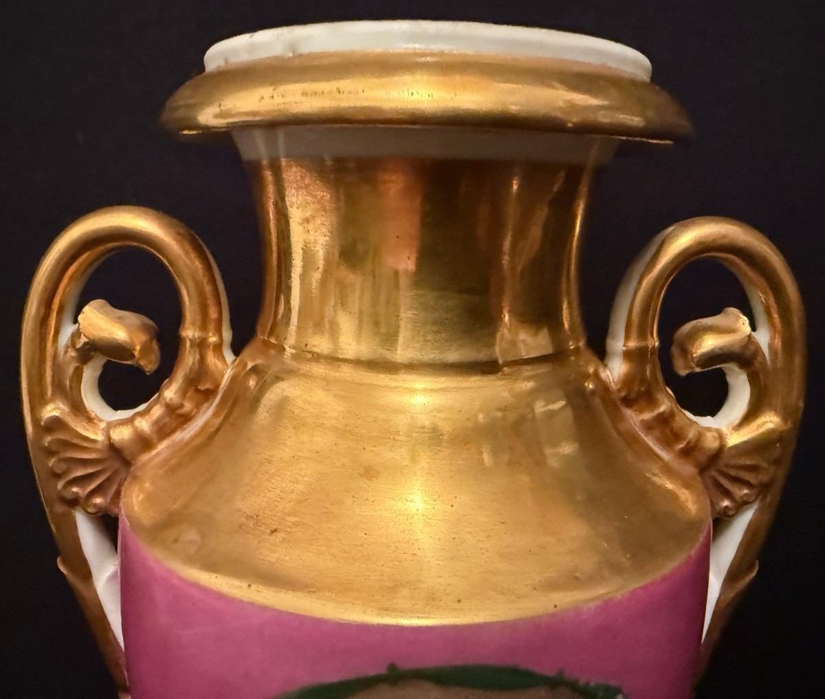 Paire de vases Empire en porcelaine de Paris au décor à l'antique époque Restauration vers 1820-photo-5
