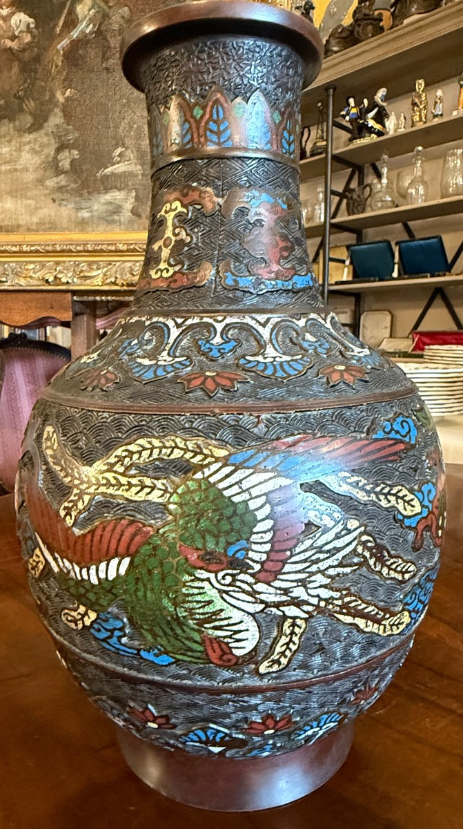 Pair Of Enamelled Bronze Dragon Vases, Japan, Late 19th Century-photo-4