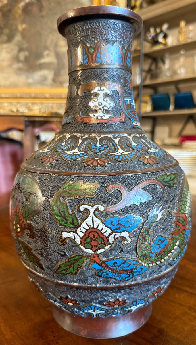 Pair Of Enamelled Bronze Dragon Vases, Japan, Late 19th Century-photo-1