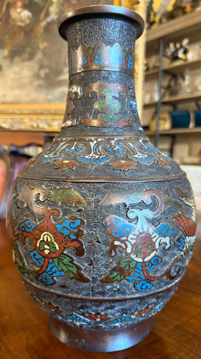 Pair Of Enamelled Bronze Dragon Vases, Japan, Late 19th Century-photo-3