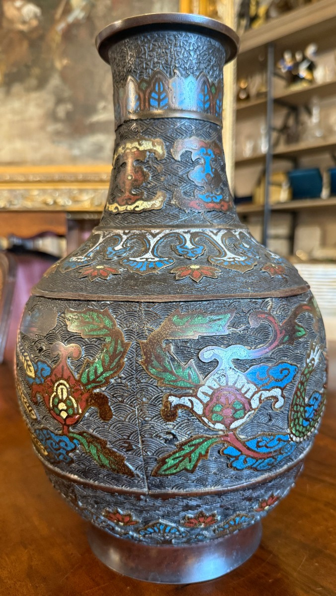 Pair Of Enamelled Bronze Dragon Vases, Japan, Late 19th Century-photo-5