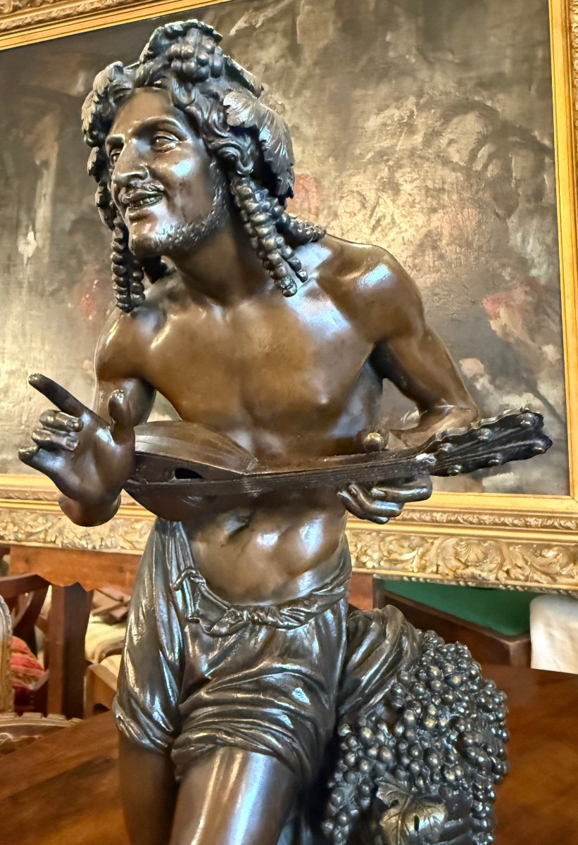Sculpture bronze l' Improvisateur napolitain par Francisque Duret fonte de Delafontaine  XIXème-photo-2