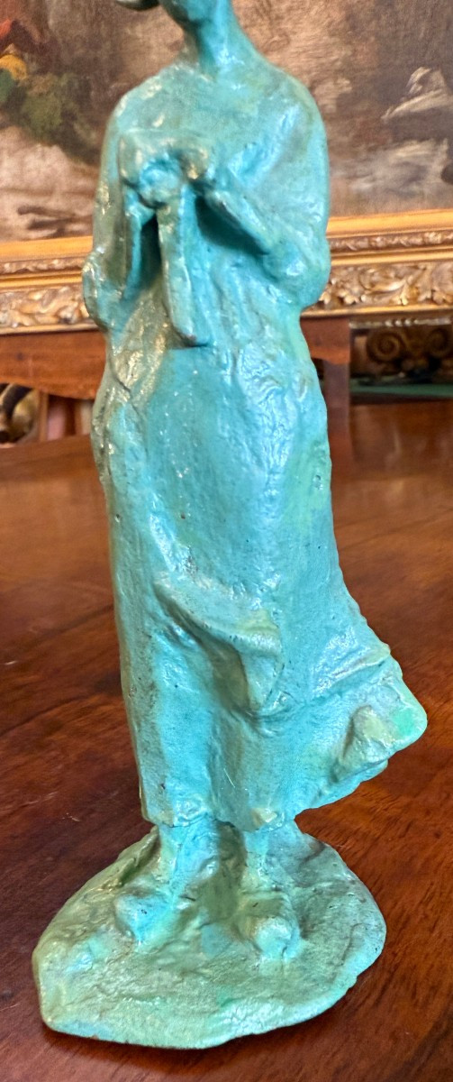 Petite sculpture bronze la jeune hollandaise par J C Guero vers 1940-photo-3