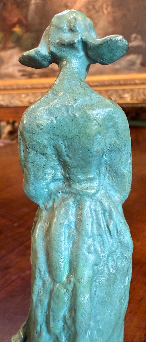 Petite sculpture bronze la jeune hollandaise par J C Guero vers 1940-photo-2