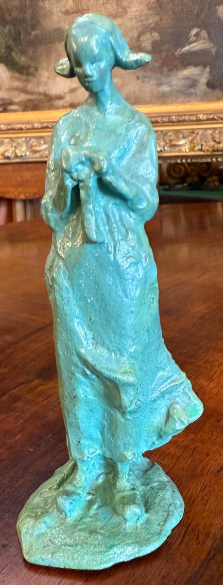 Petite sculpture bronze la jeune hollandaise par J C Guero vers 1940