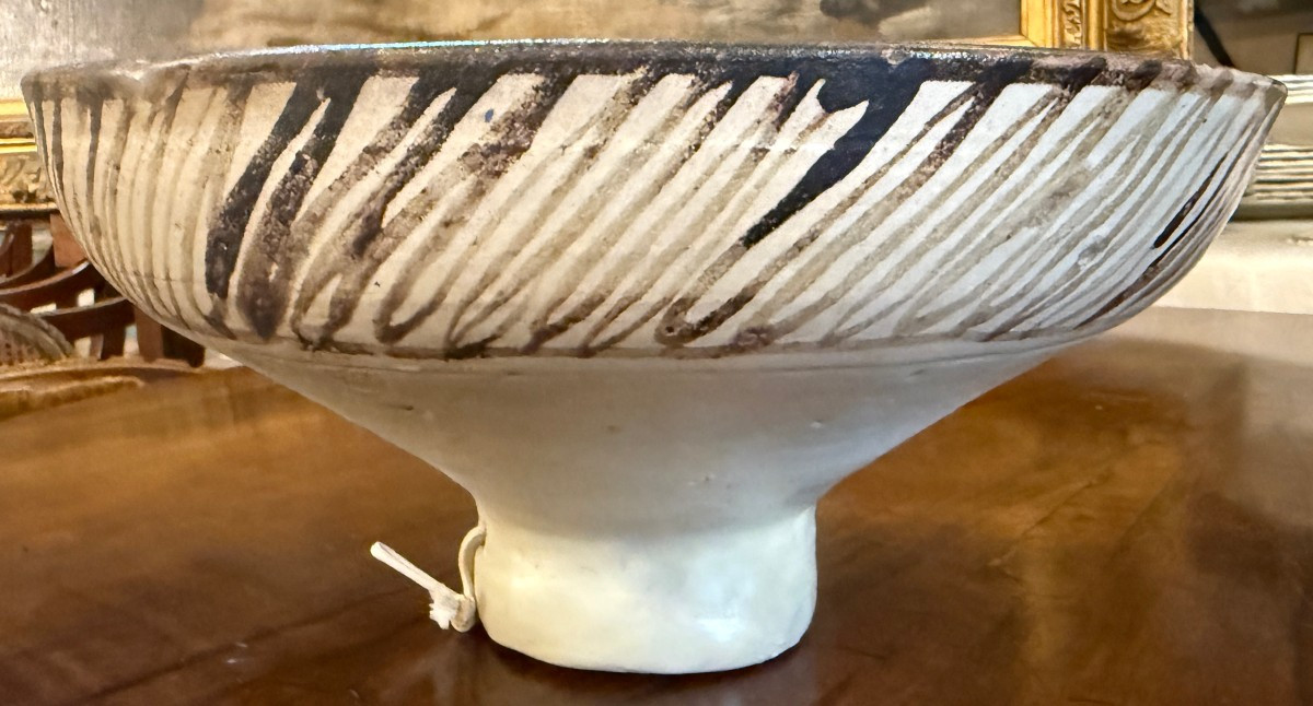 Plat mokhfia en faïence polychrome décor tortue Fès Maroc  fin XIXème-photo-6