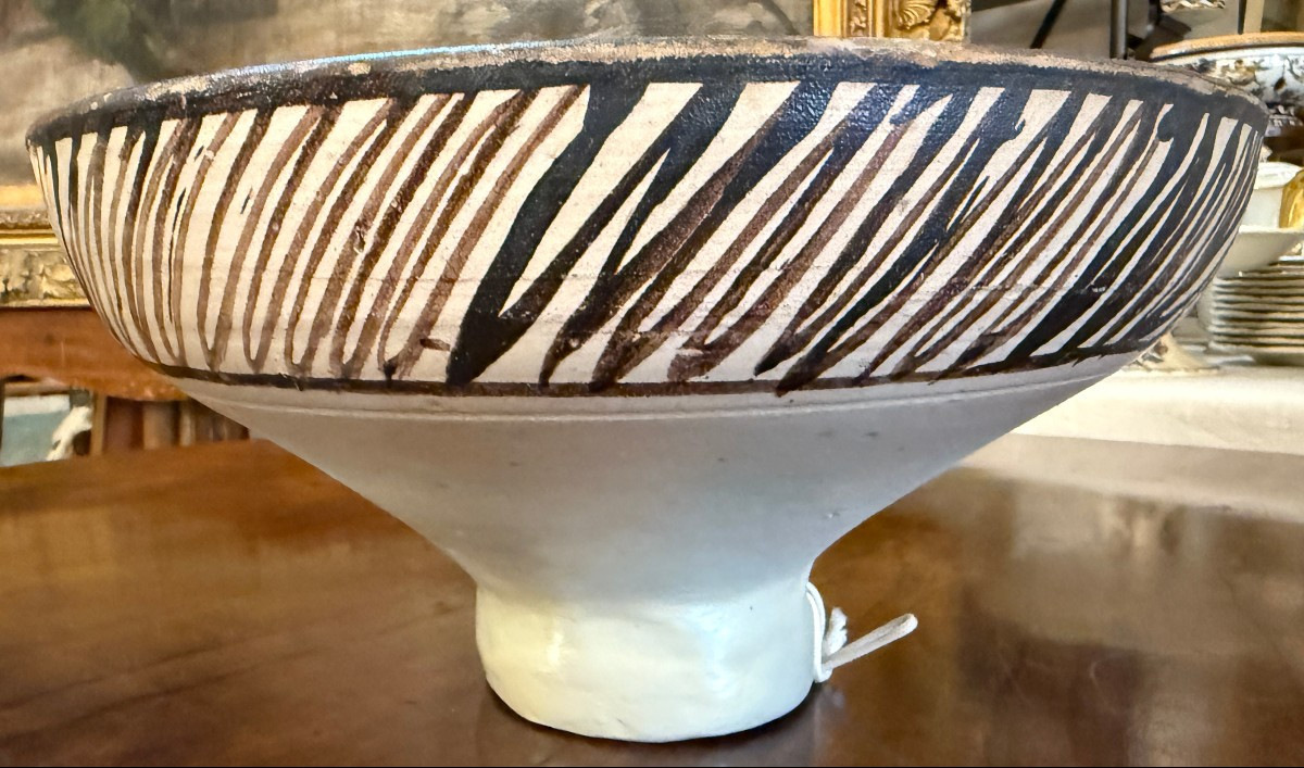 Plat mokhfia en faïence polychrome décor tortue Fès Maroc  fin XIXème-photo-7