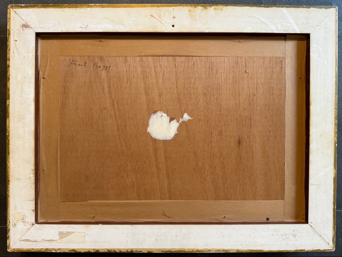 Aquarelle péniches à quai sur la Seine devant le Pont Neuf à Paris par FRANK-BOGGS-photo-8