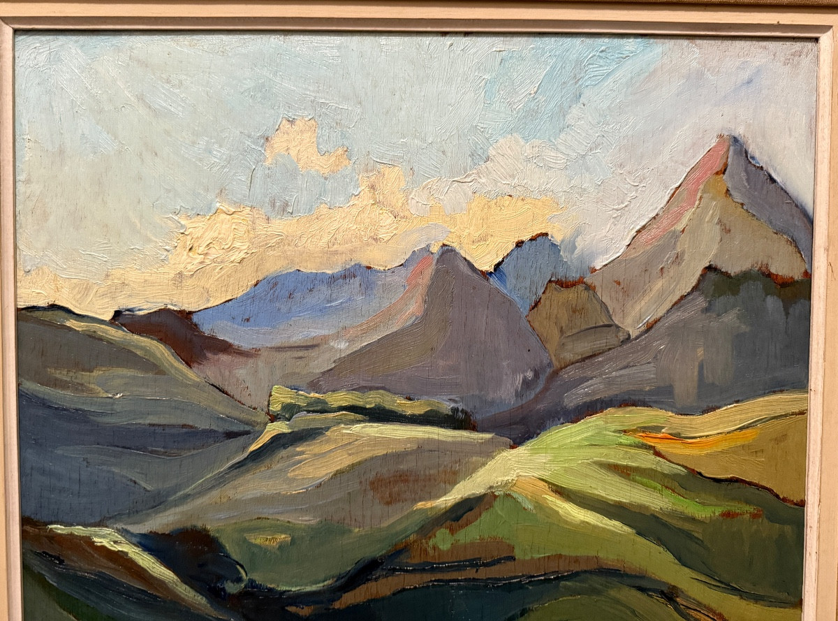 Tableau de montagne la vallée d’Aure  Hautes- Pyrénées par Louis Buffin 1955-photo-3