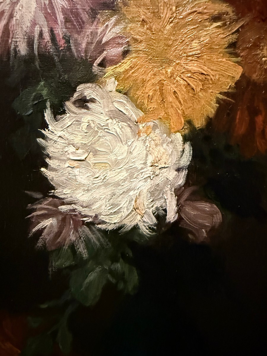 Tableau nature morte au bouquet de chrysanthèmes par Furcy de Lavault  1904-photo-4