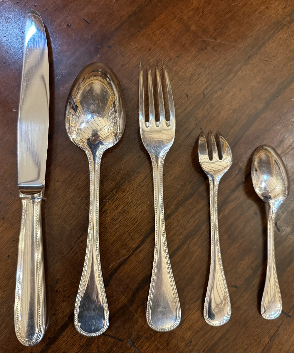 Christofle ménagère 6 personnes modèle Perle 31 pièces-photo-2