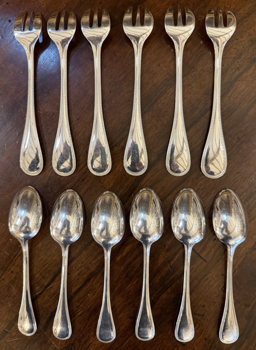 Christofle ménagère 6 personnes modèle Perle 31 pièces-photo-6