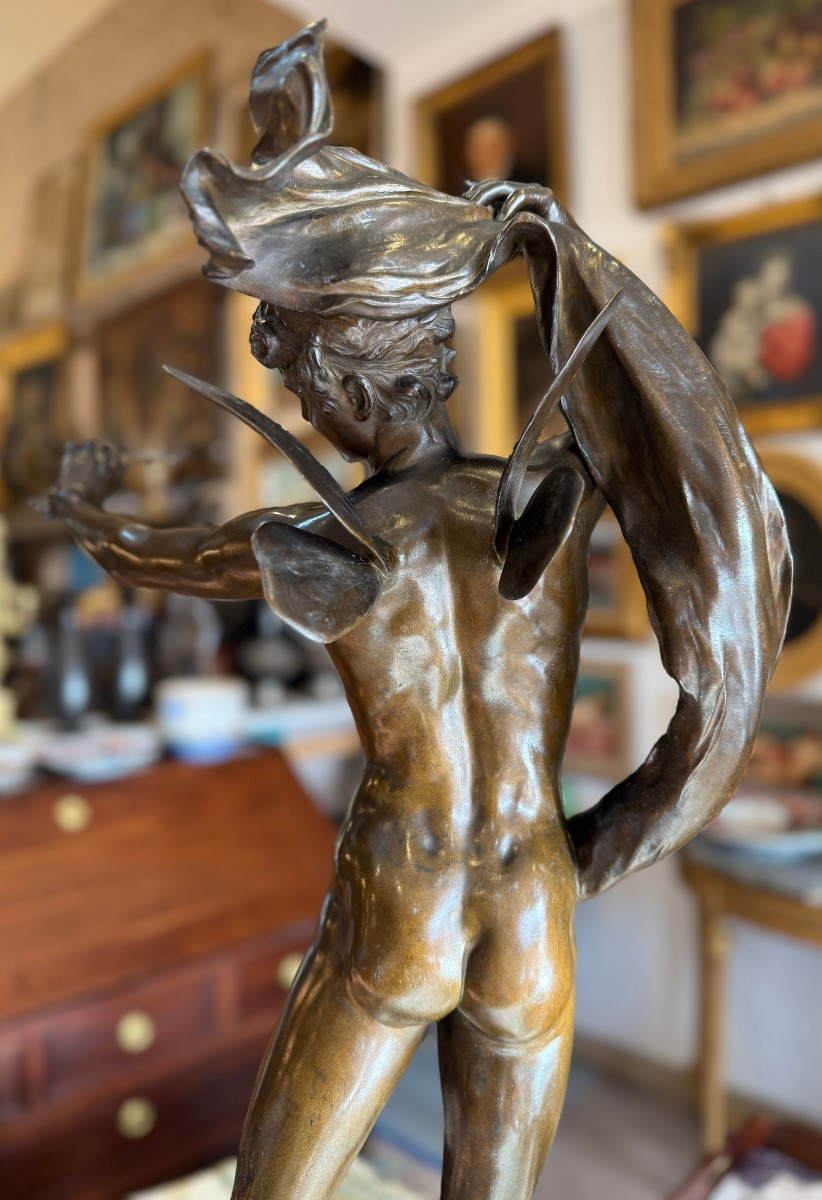 Importante sculpture bronze Zéphyr dieu grec du vent 87 cm  par Eugène Marioton 1894 -photo-4