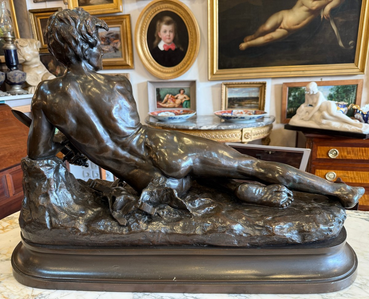 Very Important Bronze Sculpture, "the Alert," By Léon Bonduel, 1889-photo-1