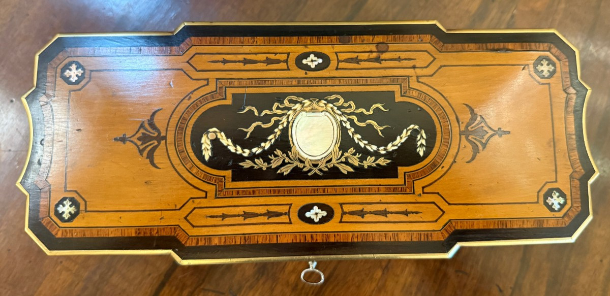 Marquetry Glove Box From The Napoleon III Era, By Vene Frères In Bordeaux, Circa 1860-photo-2