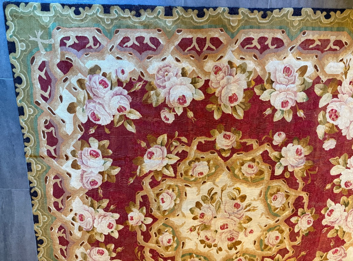 Aubusson Carpet From The Napoleon III Era, 19th Century-photo-3