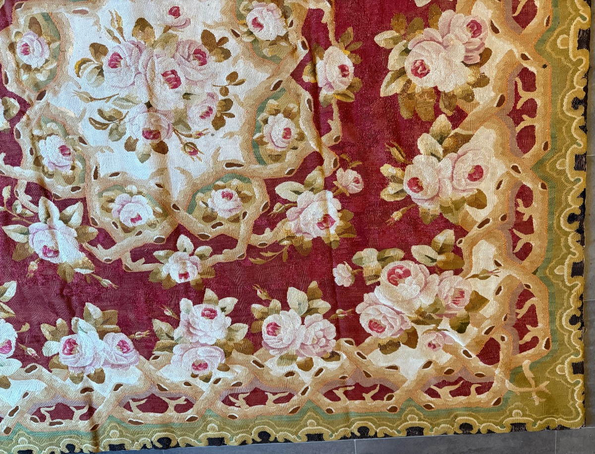 Aubusson Carpet From The Napoleon III Era, 19th Century-photo-6