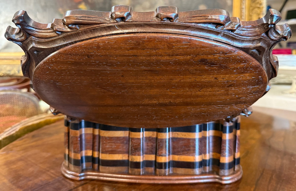 Grand coffret boîte Art Nouveau en bois exotiques XIXème vers 1890-photo-6