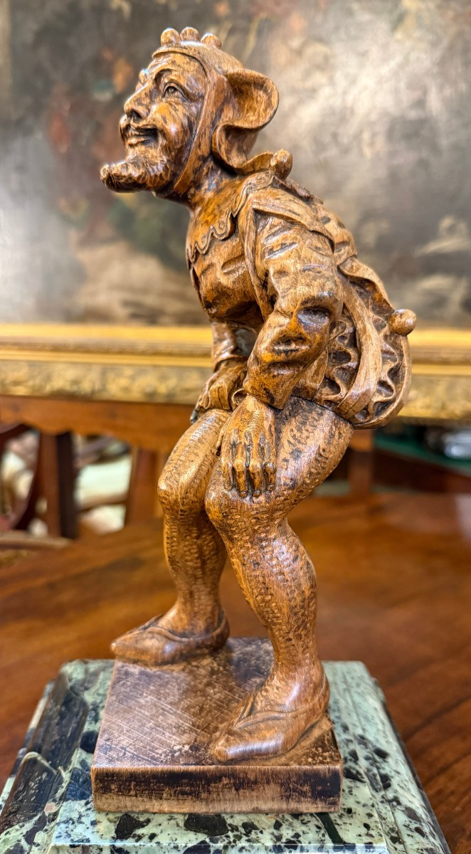 Folk Art Sculpture In Wood Of The Jester Rigoletto, Late 19th Century-photo-4