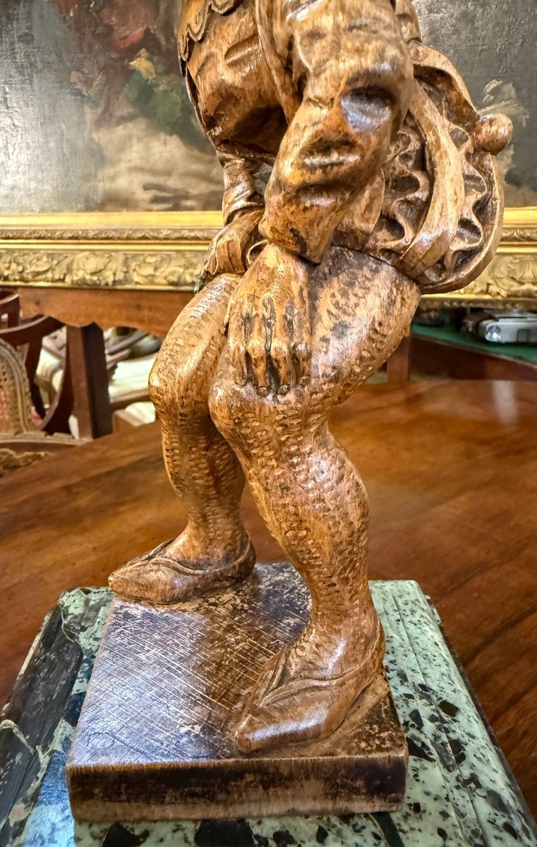 Folk Art Sculpture In Wood Of The Jester Rigoletto, Late 19th Century-photo-2