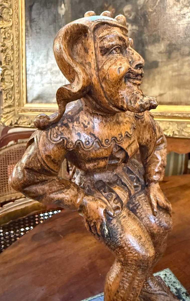 Folk Art Sculpture In Wood Of The Jester Rigoletto, Late 19th Century-photo-6