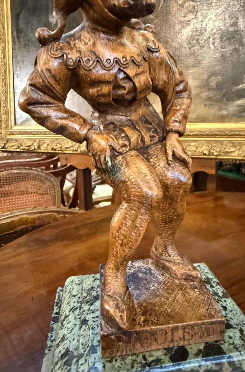 Folk Art Sculpture In Wood Of The Jester Rigoletto, Late 19th Century-photo-7