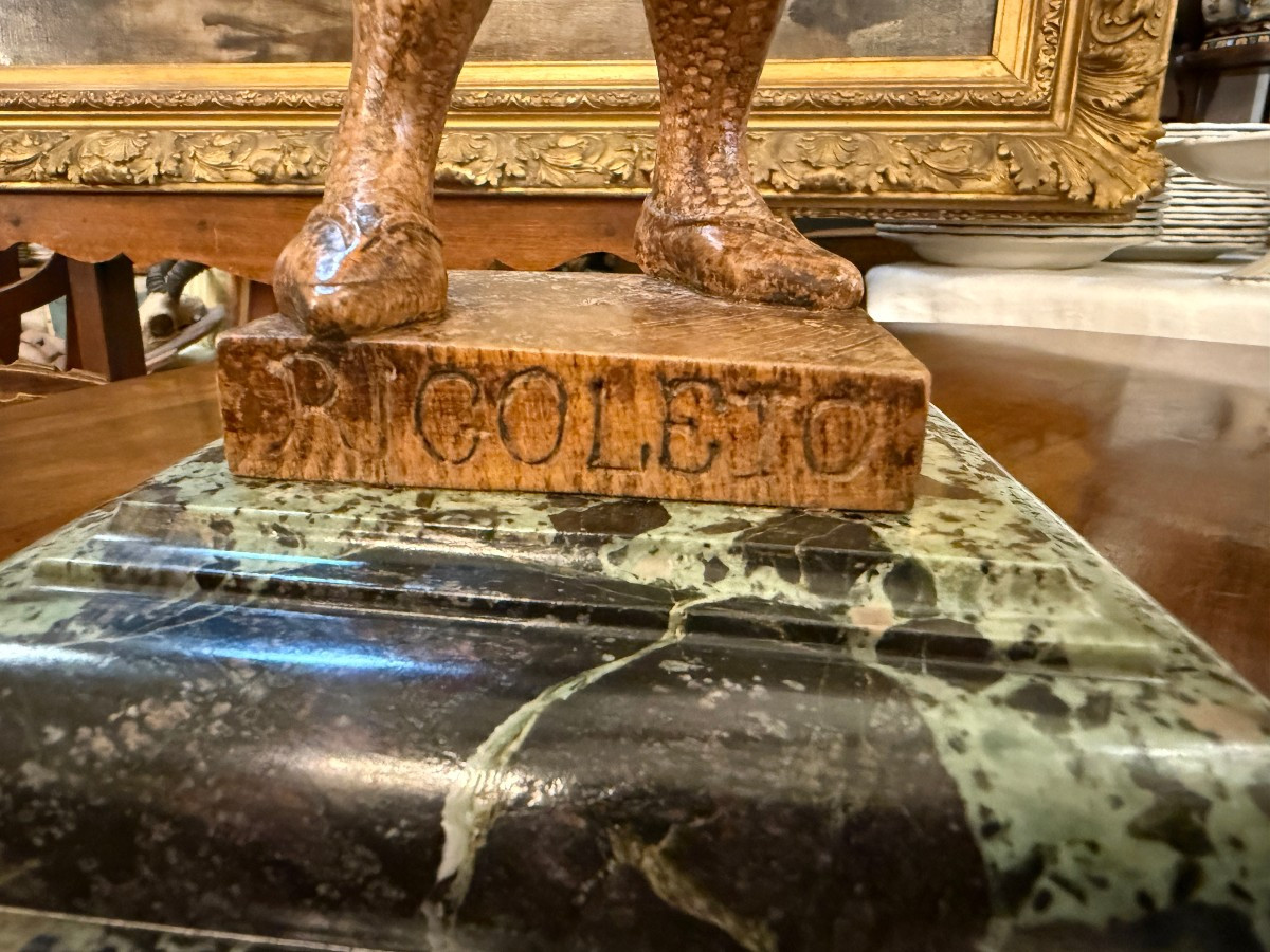 Folk Art Sculpture In Wood Of The Jester Rigoletto, Late 19th Century-photo-8