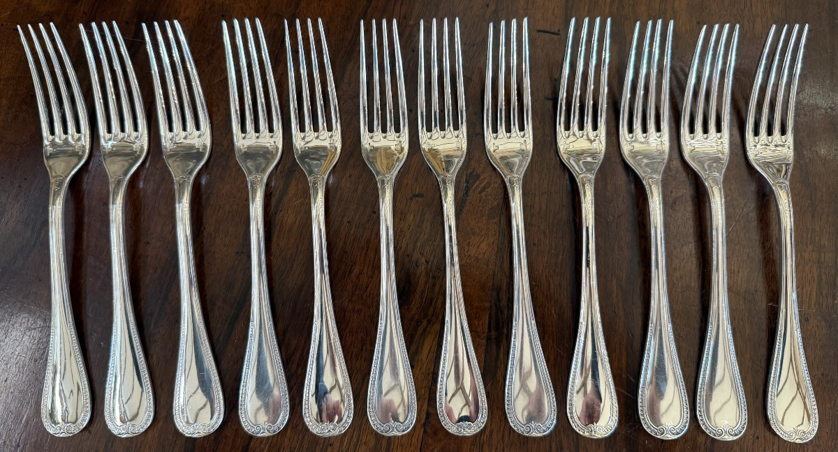 Christofle 12 grandes fourchettes modèle Malmaison Empire