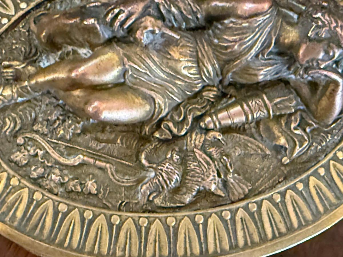 Boîte à bijoux bronze doré Diane endormie d'après Clodion fin XIXème-photo-1