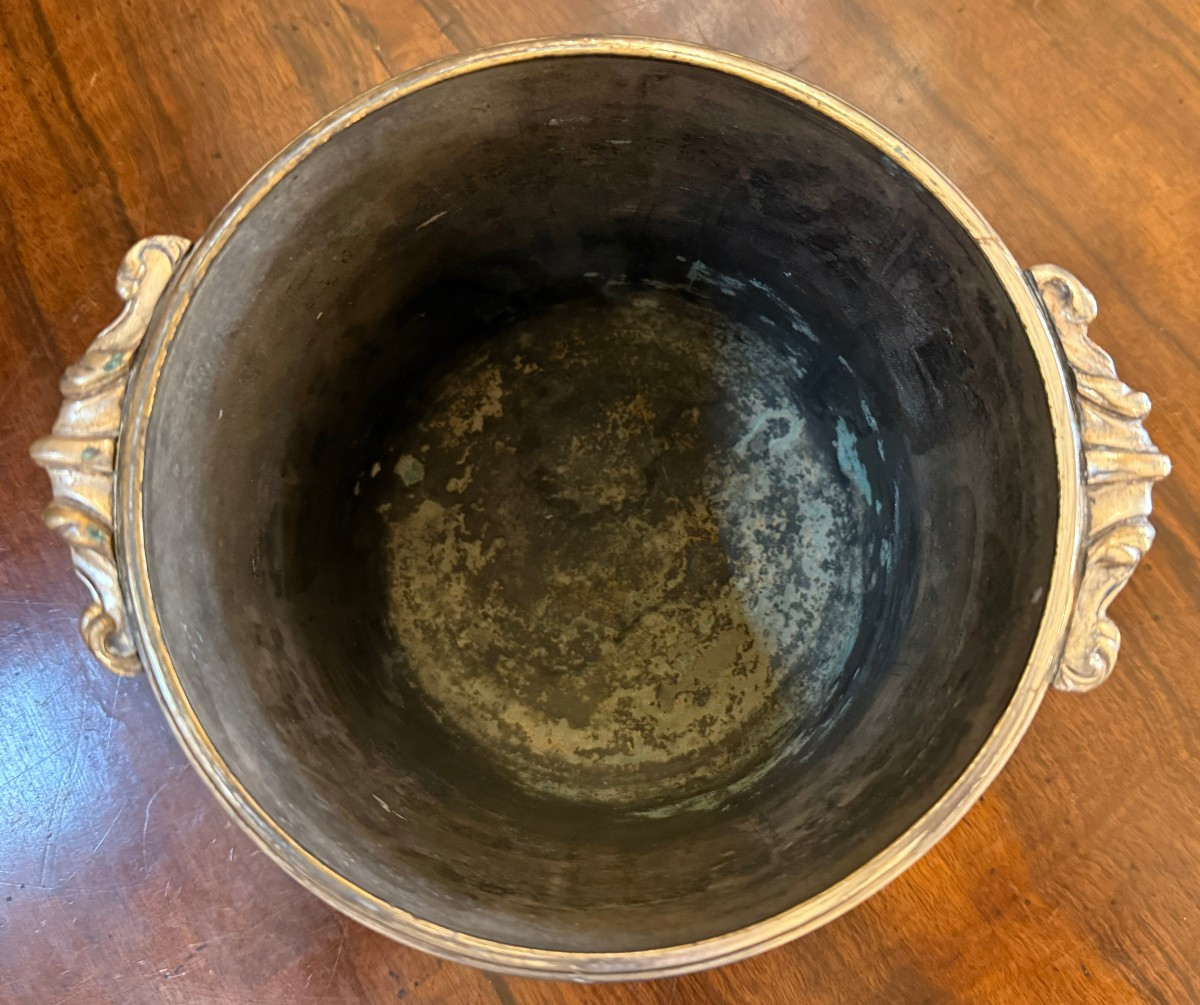 Rafraîchissoir seau à vin en métal plaqué fin XVIIIème-photo-4