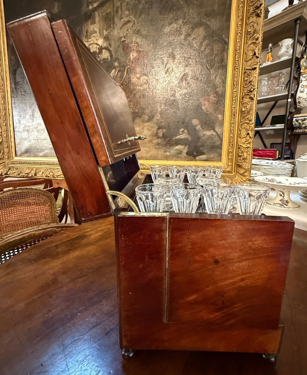 Charles X Period Liquor Cabinet With Rosewood And Lemonwood Marquetry And Crystal Interior-photo-1