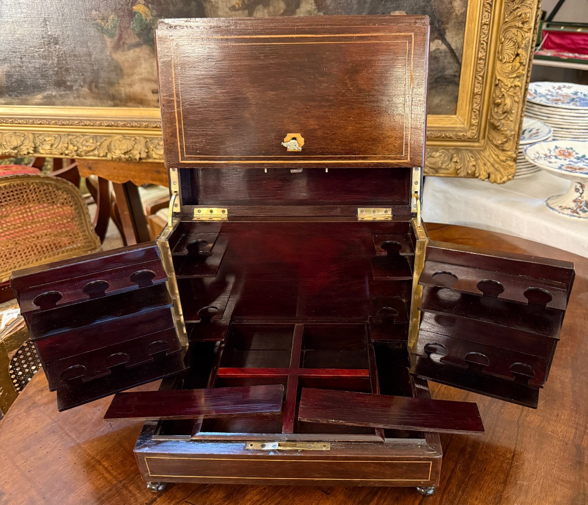Charles X Period Liquor Cabinet With Rosewood And Lemonwood Marquetry And Crystal Interior-photo-8