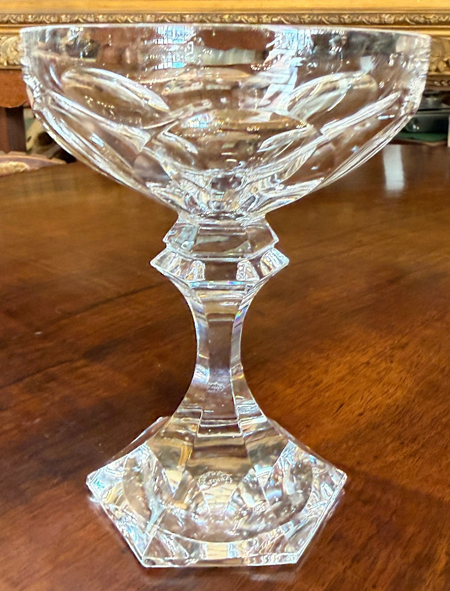 Saint Louis 9 Large Crystal Champagne Coupes, Chambord Model-photo-2