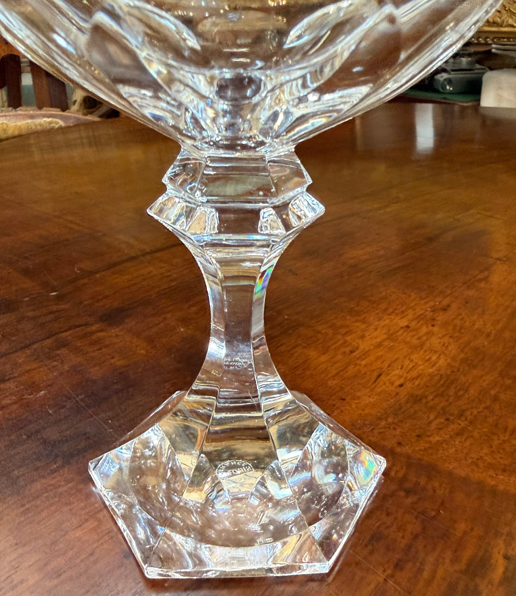 Saint Louis 9 Large Crystal Champagne Coupes, Chambord Model-photo-3