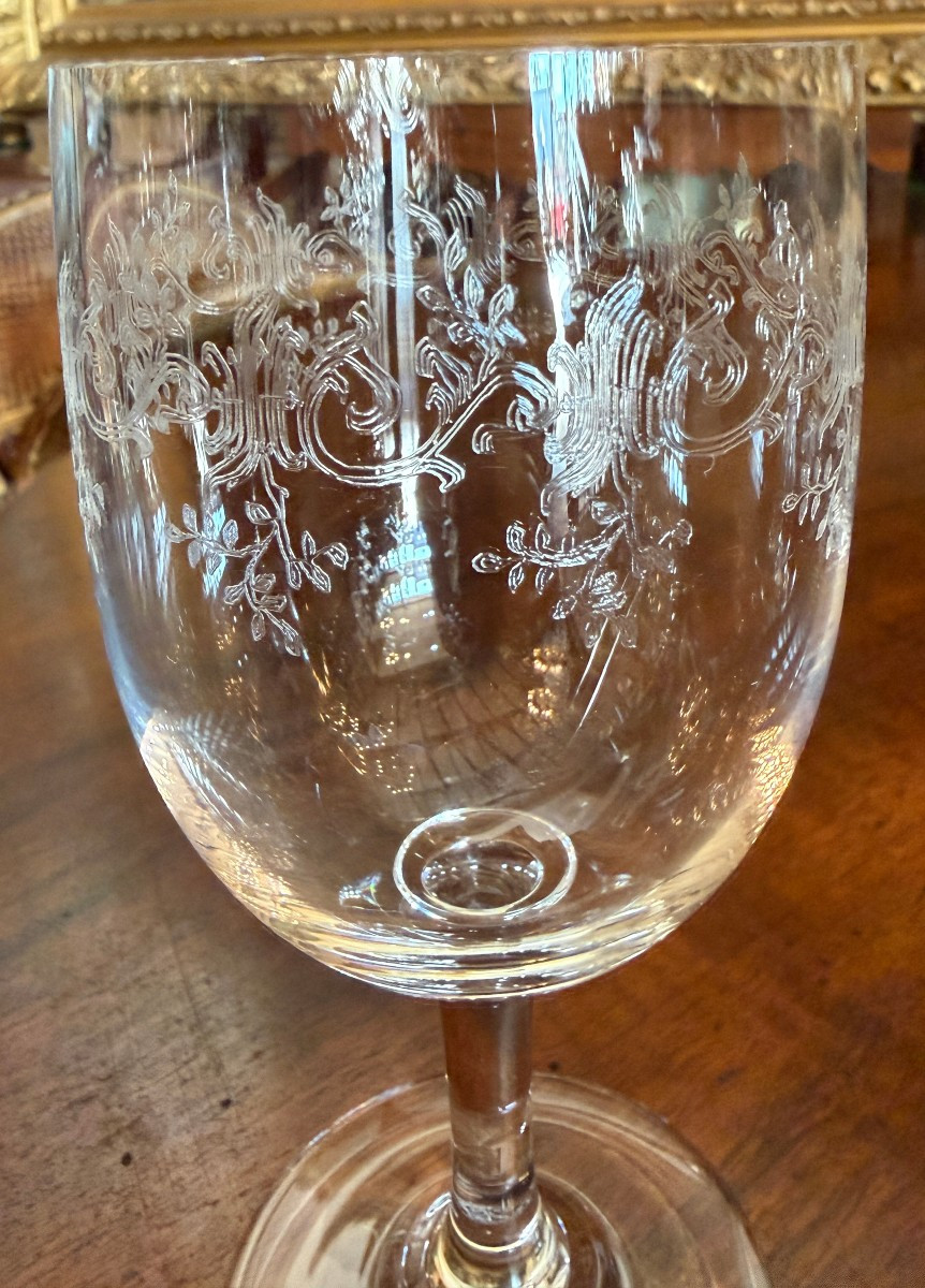 Baccarat service de 8 verres à eau et 8 verres à vin rouge en cristal modèle Sévigné état neuf -photo-4