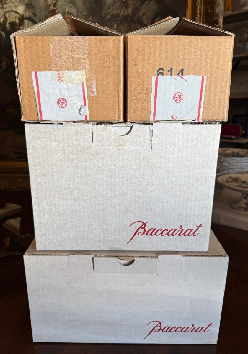 Baccarat service de 8 verres à eau et 8 verres à vin rouge en cristal modèle Sévigné état neuf -photo-8