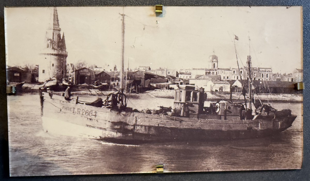 Very Large Mahogany Ship's Wheel From The Trawler Tigre In La Rochelle, 1921-photo-8