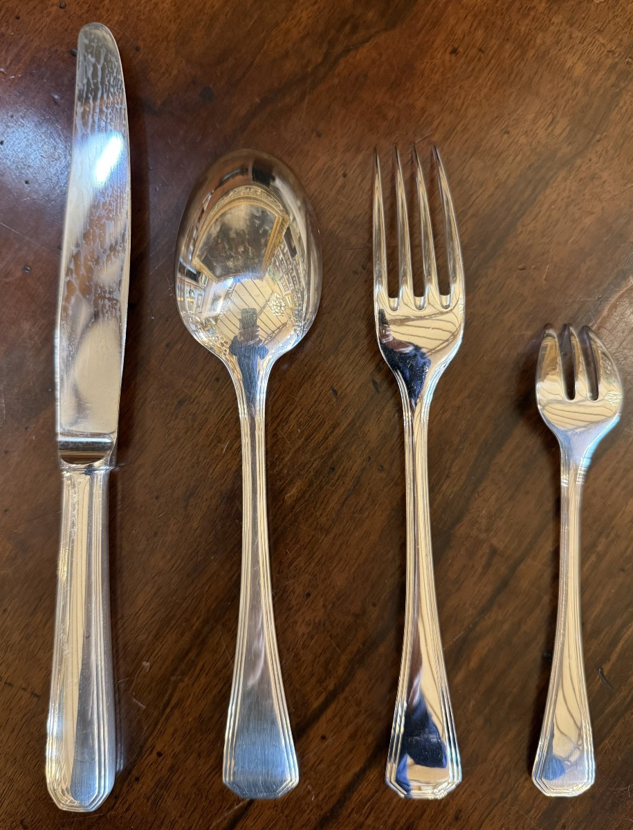 Christofle partie de ménagère Art Déco Luc Lanel modèle América 1930-photo-2