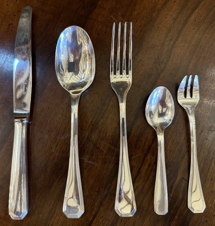 Christofle Art Deco 32 Pieces Flatware Set, Luc Lanel Model America, 1930