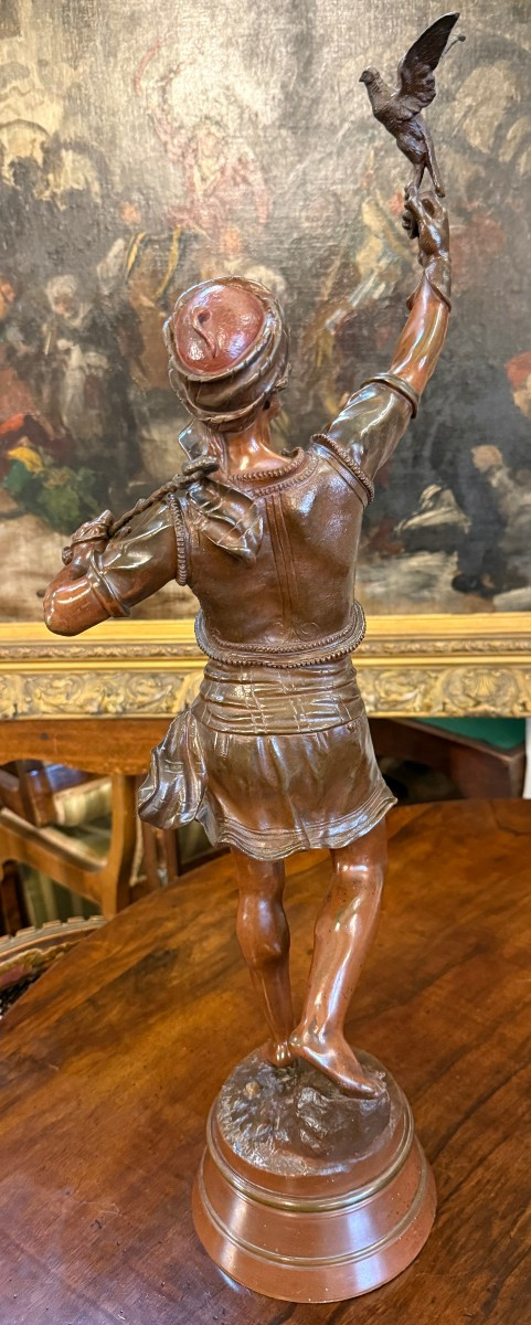 Sculpture bronze orientaliste Le Fauconnier par Marcel Début fin XIXème 66 cm-photo-4