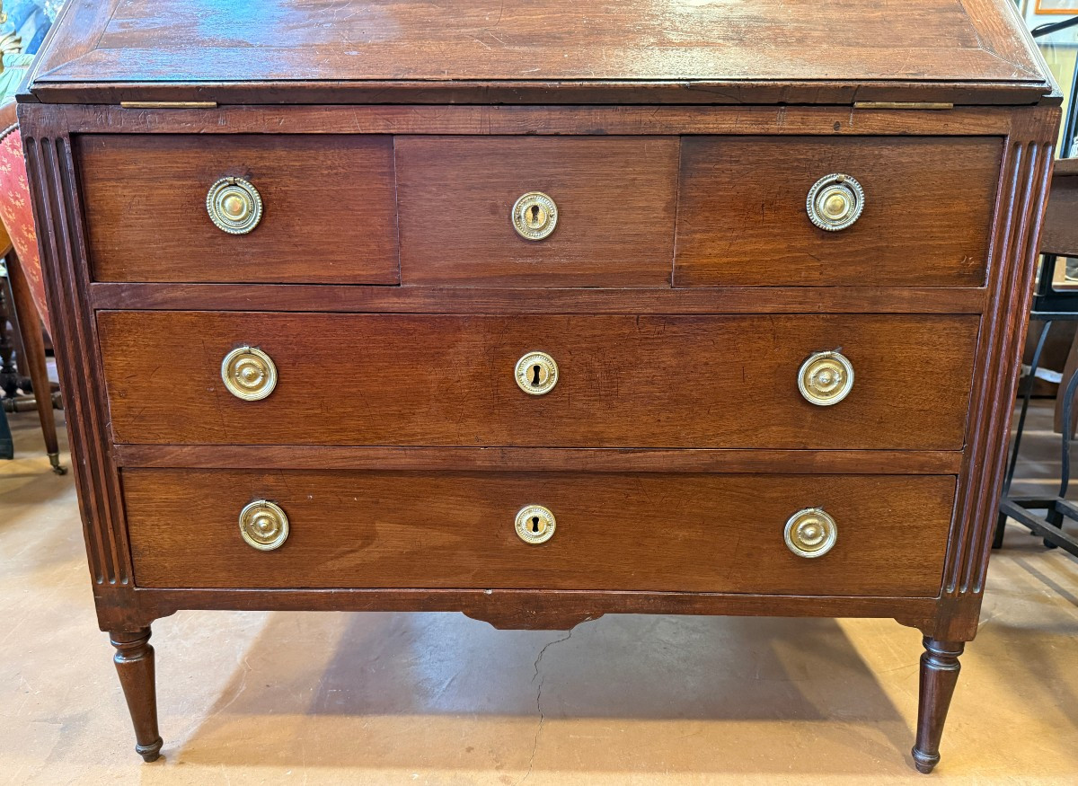 Commode scriban meuble de port Louis XVI acajou époque XVIIIème-photo-2