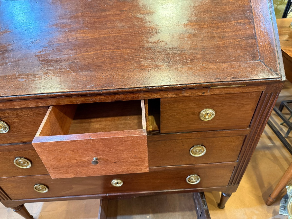 Commode scriban meuble de port Louis XVI acajou époque XVIIIème-photo-4