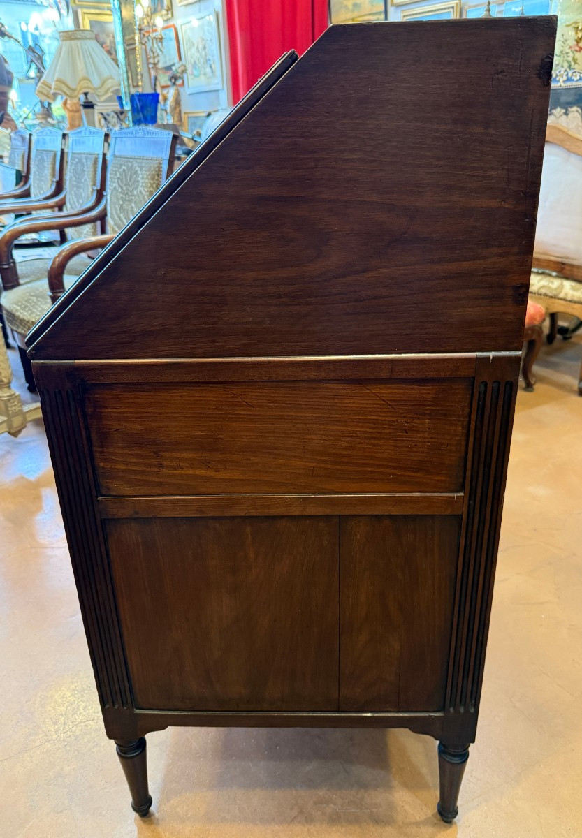 Commode scriban meuble de port Louis XVI acajou époque XVIIIème-photo-7