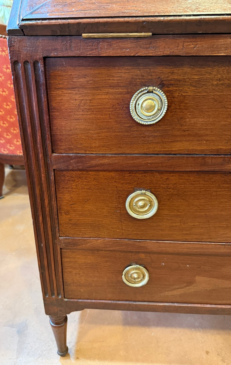 Commode scriban meuble de port Louis XVI acajou époque XVIIIème-photo-5