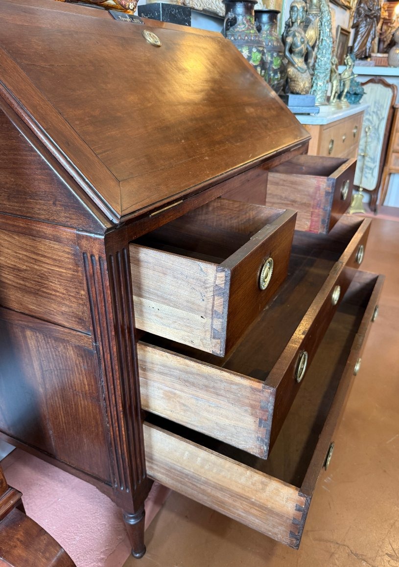 Commode scriban meuble de port Louis XVI acajou époque XVIIIème-photo-3